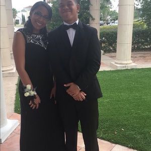 Black and lavender prom dress